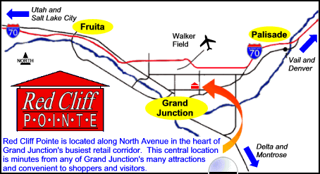 Map of the Grand Valley showing Red Cliff Pointe's location.